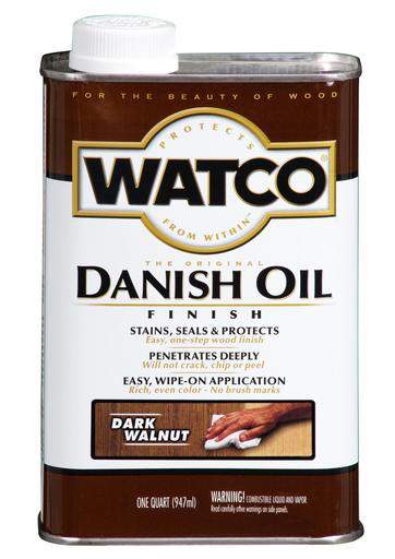 Rust-Oleum Watco Danish Oil Stains, Seals and Protect Wood In One Step - Dark Walnut - 946 Ml