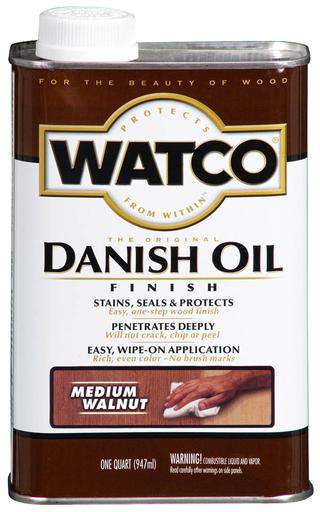 Rust-Oleum Watco Danish Oil Stains, Seals and Protect Wood In One Step - Medium Walnut - 946 Ml